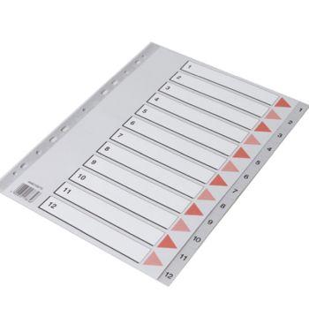 Register Plast 1-12 A4 Grå*