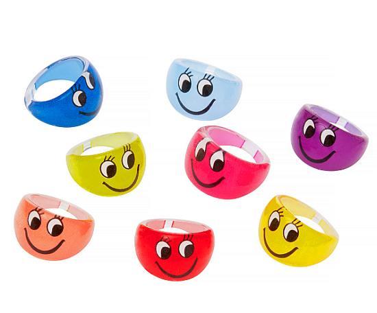 Smiley fingerringe assorteret 100 stk