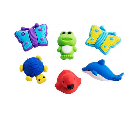 Viskelæder forskellige dyr 60 stk