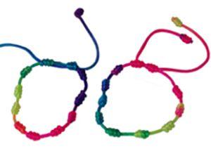 Farverige armbånd med knuder 40 stk