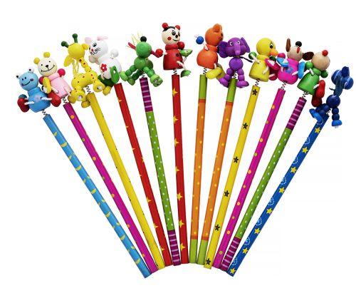 Blyant med håndmalede træ-figurer 24 stk