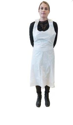 Engangsforklæde i plast hvid 30my 85x130 cm 50 stk