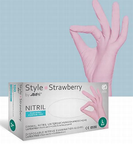 Nitrilhandske Style strawberry/rosa 10x100stk x-small
