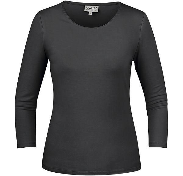 Blød dame T-shirt 3/4 ærmet sort 3XL*