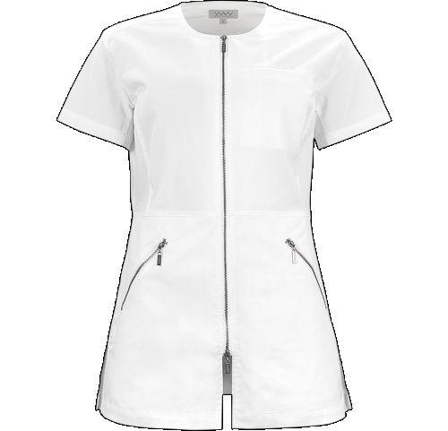 Leah Top m/lynlås kortærmet hvid 2XL*