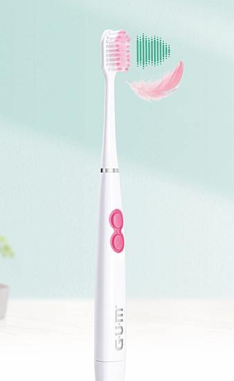 GUM Sonic Daily Sensitiv batteri tandbørste 4 stk hvid