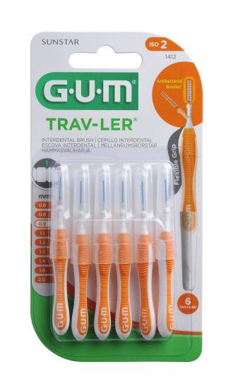 GUM TravLer ISO 2 PHD 0.9 mm lige 6x6 stk i blister orange