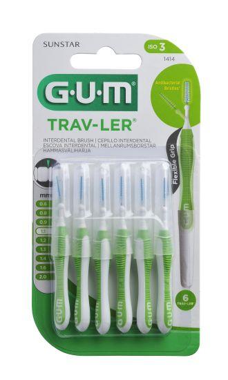 GUM TravLer ISO 3 PHD 1.1 mm konisk 6x6stk i blister grøn