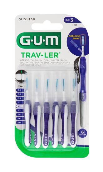 GUM TravLer ISO 3 PHD 1.2 mm lige 6x6 stk i blister lilla