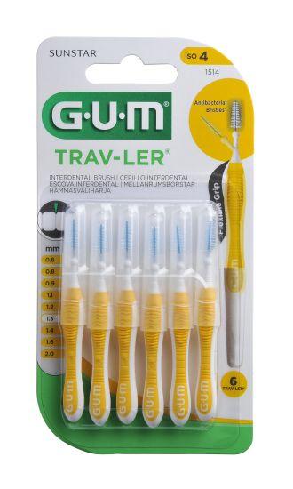 GUM TravLer ISO 4 PHD 1.3 mm konisk 6x6 stk i blister gul
