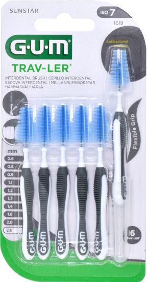 GUM TravLer ISO 7 PHD 2.6 mm lige 6x6 stk blister mørkegrå