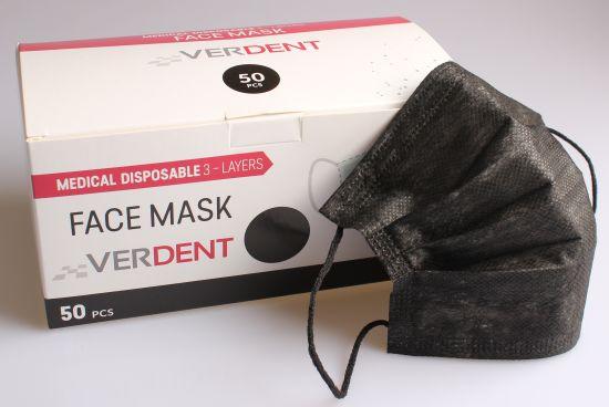 Mundbind med elastik 3-lags type IIR 50 stk, sort