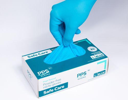 Nitrilhandske Safe Care pf acc-fri lysblå 10x100 stk large