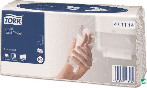 Håndklædeark 2-lags C-fold hvid 20x120 stk