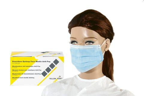 Mundbind elastik 3-lags 50 stk Antidug Blå