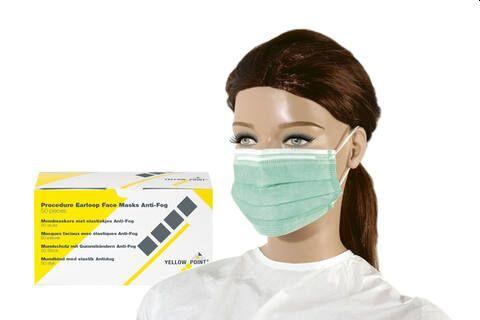 Mundbind elastik 3-lags 50 stk Antidug Grøn*