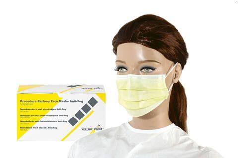 Mundbind elastik 3-lags 50 stk Antidug Gul*