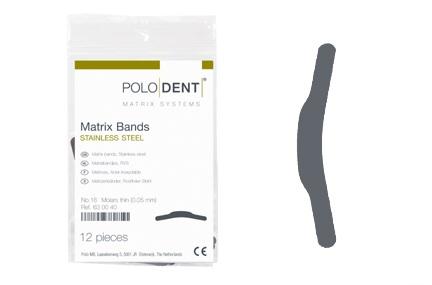 Matricebånd rustfri stål molar nr. 16 0.05 mm 12 stk