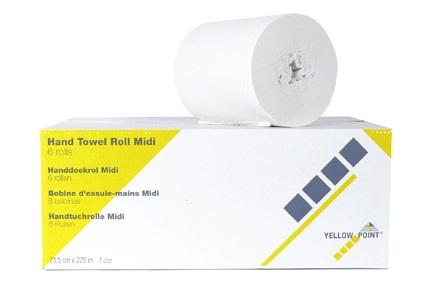 Håndklæderulle midi 1-lags uden hylster hvid 6x275 meter*