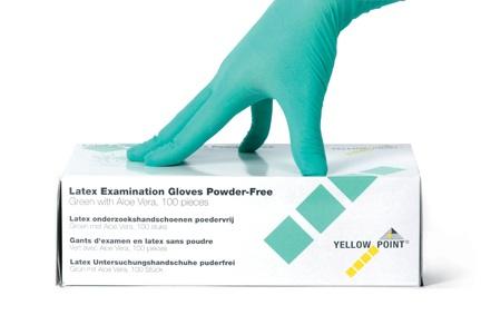 Latexhandske pudderfri med Aloe Vera grøn 10x100 stk small*