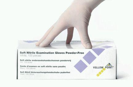 Nitrilhandske hvid pudderfri soft 10x100 stk medium*