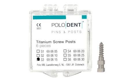 Titanium rodskrue S-3 8x1.35 mm 6 stk*