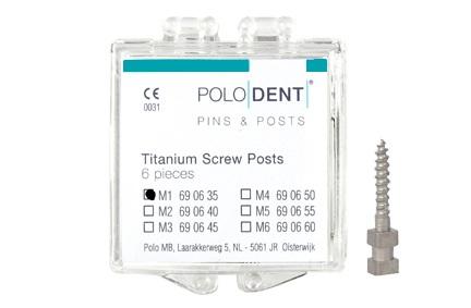 Titanium rodskrue M-1 9.5x1.05 mm 6 stk*