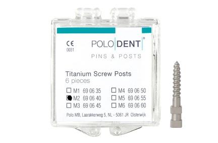 Titanium rodskrue M-2 9.5x1.20 mm 6 stk*