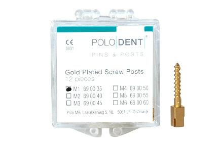 Guld rodskrue M-1 9.5x1.05 mm 12 stk*