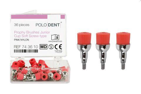 Polerbørste junior med skrue 36 stk pink blød*