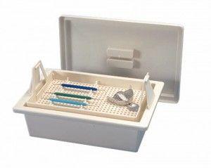 Steribox til instrumenter m/låg og si plast hvid*