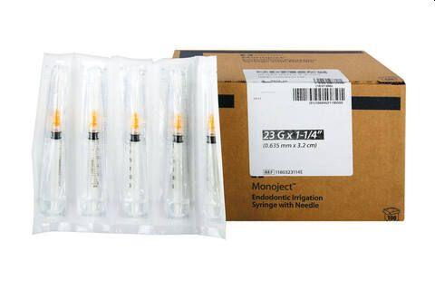 Monoject Endo skyllesæt 23G/0.6 mm 3ml 100 stk Orange