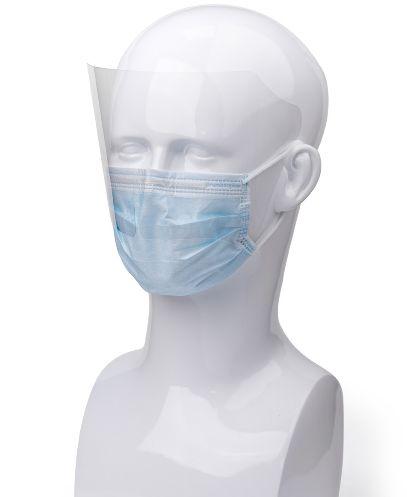 Mundbind type IIR m/visir blå med elastik 3-lags 25 stk