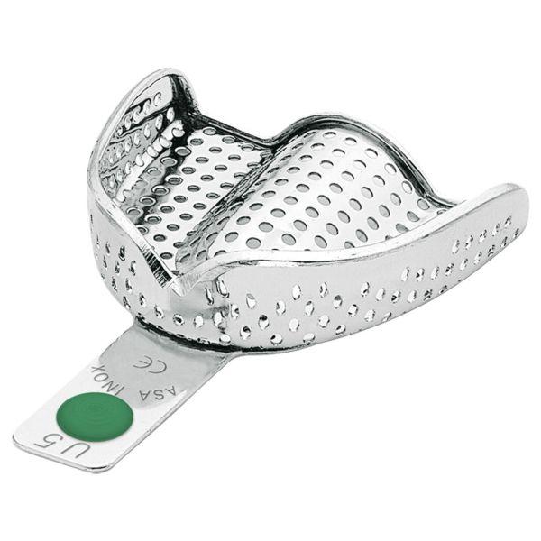 Aftryksske i rustfrit stål perforeret grøn/L U5