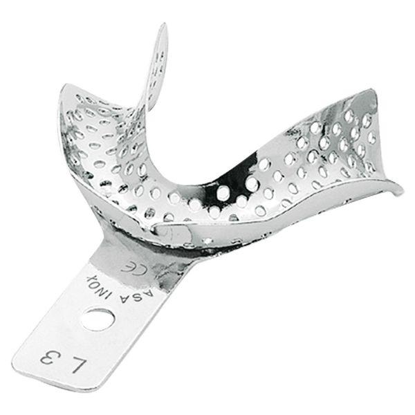 Aftryksske i rustfrit stål perforeret lav u/kant L3*