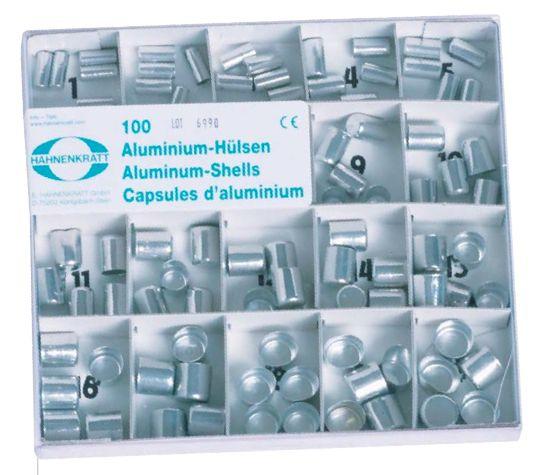 Aluminium hætter assorteret sortiment i alt 100 stk