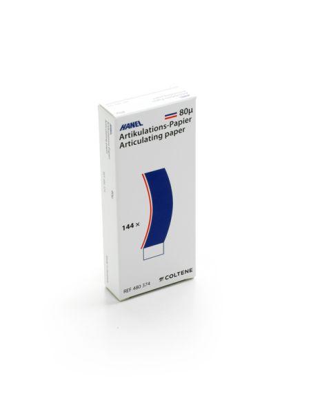 Artikulationspapir 80 my bøjet 144 stk blå/rød