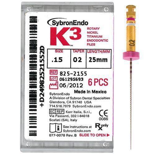 K3 NiTi Fil 6 stk ENG 25 mm .25/.10*