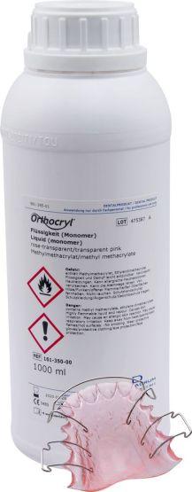 Orthocryl væske 1.000 ml translusent pink*
