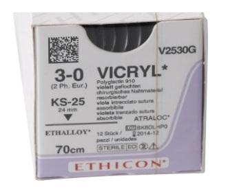 Ethicon Sutur Vicryl 3-0 70 cm 25 mm 36 stk*