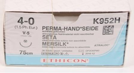 Ethicon Sutur Silke 4-0 75 cm V-5 K952H 36 stk*