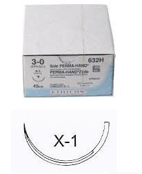 Ethicon Sutur silke 3-0 45CM X-1 sort 632H 36 stk*