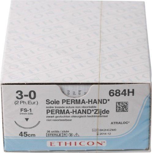 Ethicon Sutur silke 3-0 45CM FS-1 684H 36stk*
