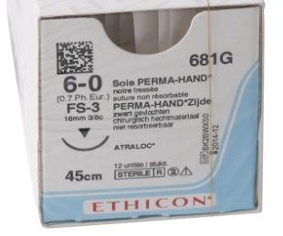 Ethicon Sutur silke 6-0 45CM FS-3 681H 36stk*