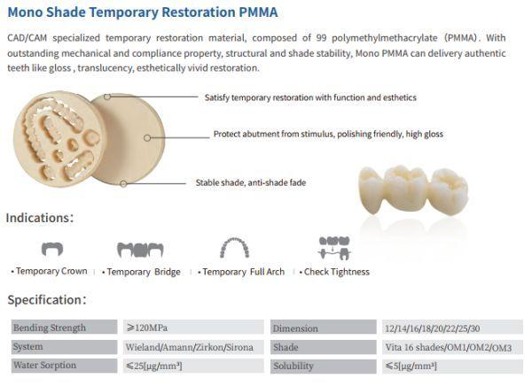 Mono farvet PMMA til provisorier 98.5 x12 mm A1*