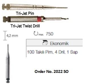 Tri-Jet retentionsstifter stort sæt med 100 stk 4.2x0.6 mm*