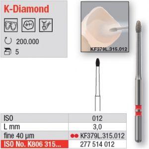 K-Diamantbor 5 stk FG KF379L.012 lang ægform rød-ring*