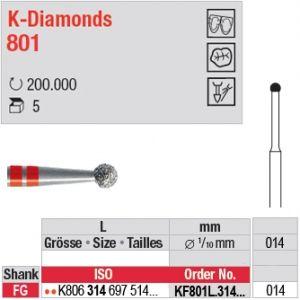 K-Diamantbor 5 stk FG KF801L.014 kugleform rød-ring*