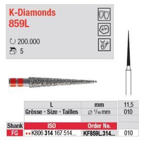 K-Diamantbor 5 stk FG KF859L.010 konusform rød-ring*