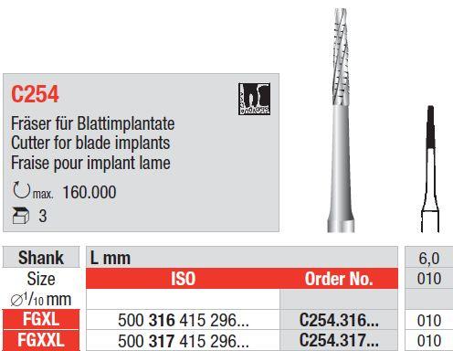 Hårdmetalbor Implatat 254.010 FGXL 3 stk*
